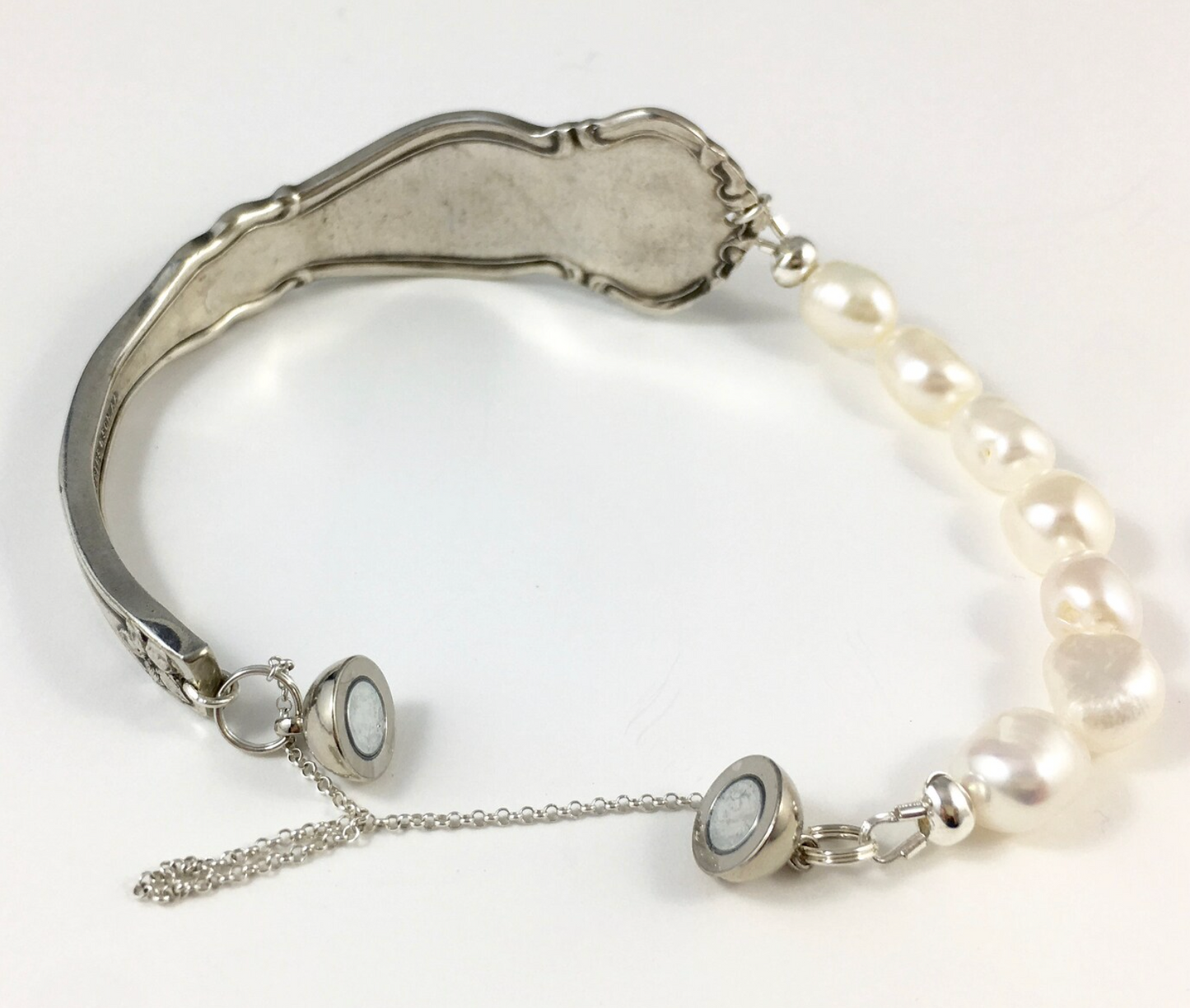 Silver Spoon Bracelet with Pearls