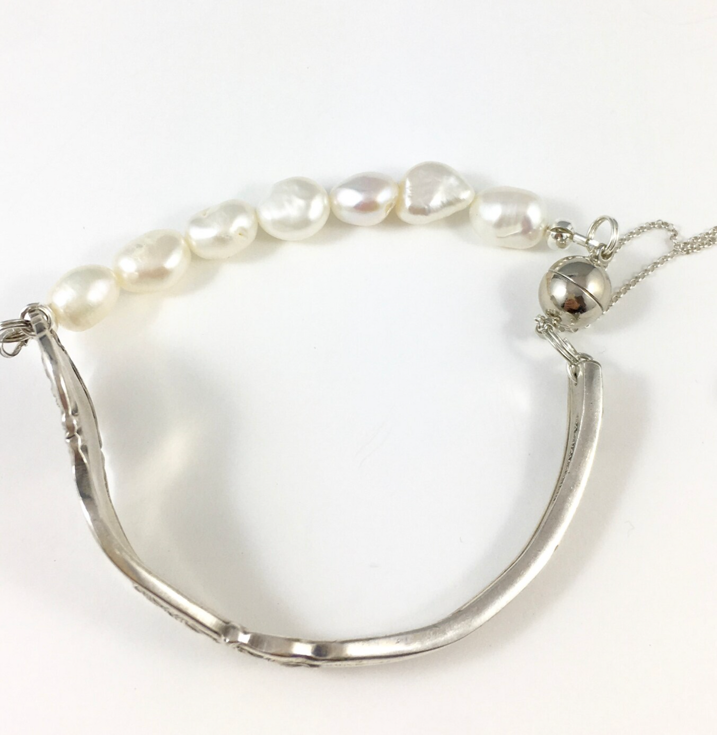 Silver Spoon Bracelet with Pearls
