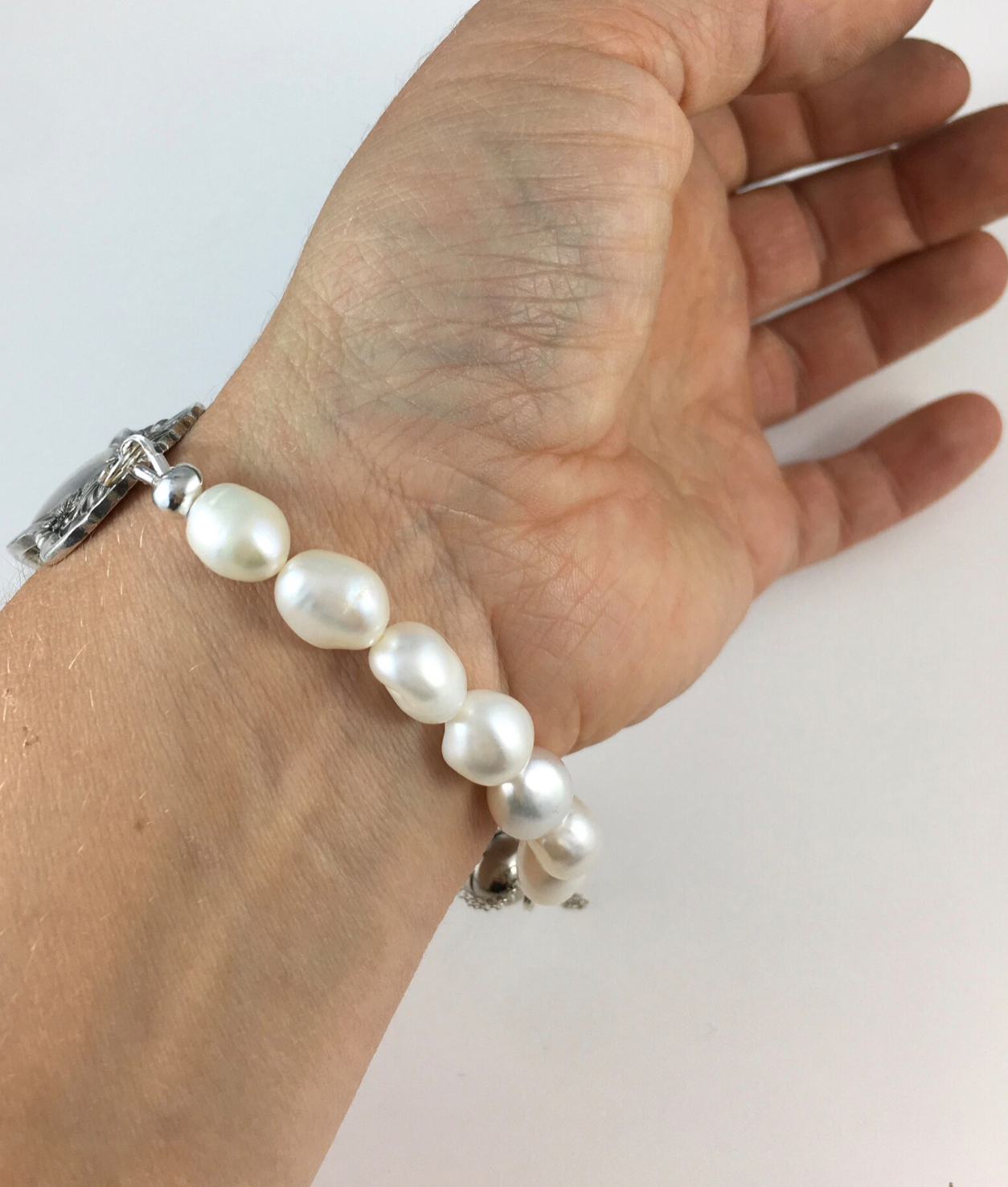 Silver Spoon Bracelet with Pearls