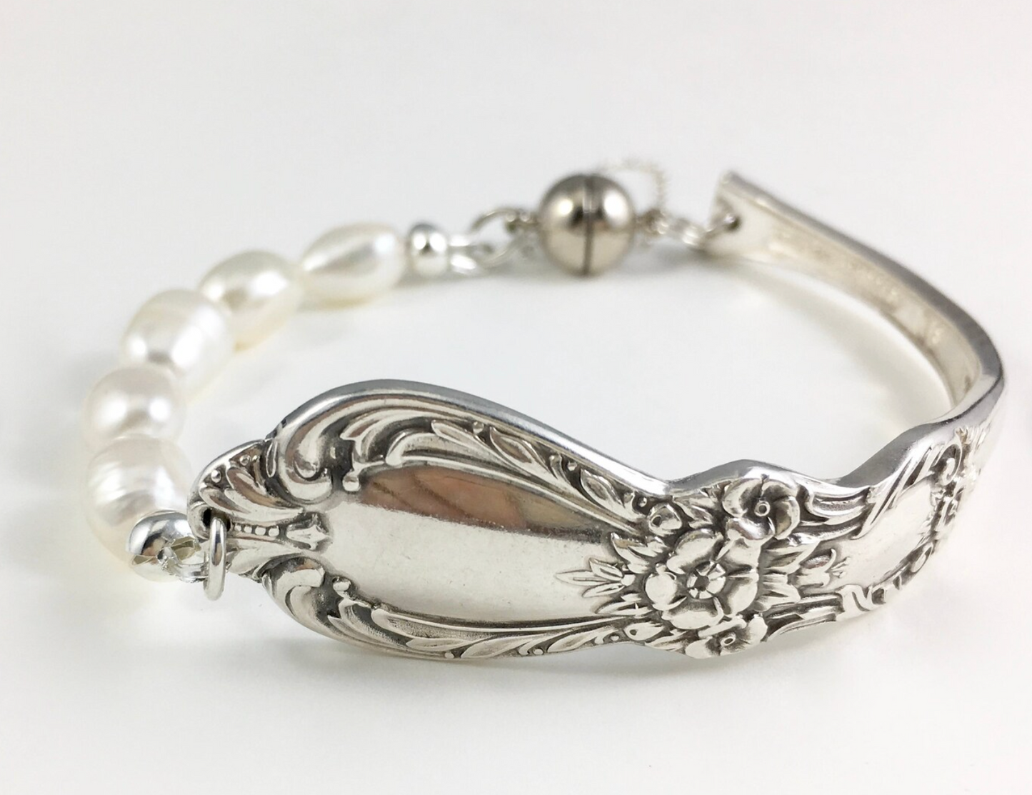 Silver Spoon Bracelet with Pearls