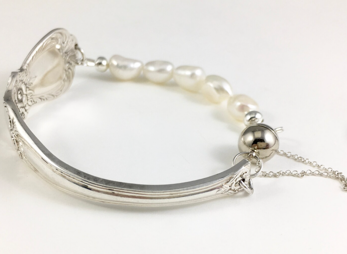 Silver Spoon Bracelet with Pearls