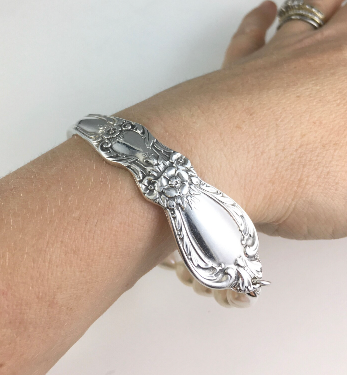 Silver Spoon Bracelet with Pearls