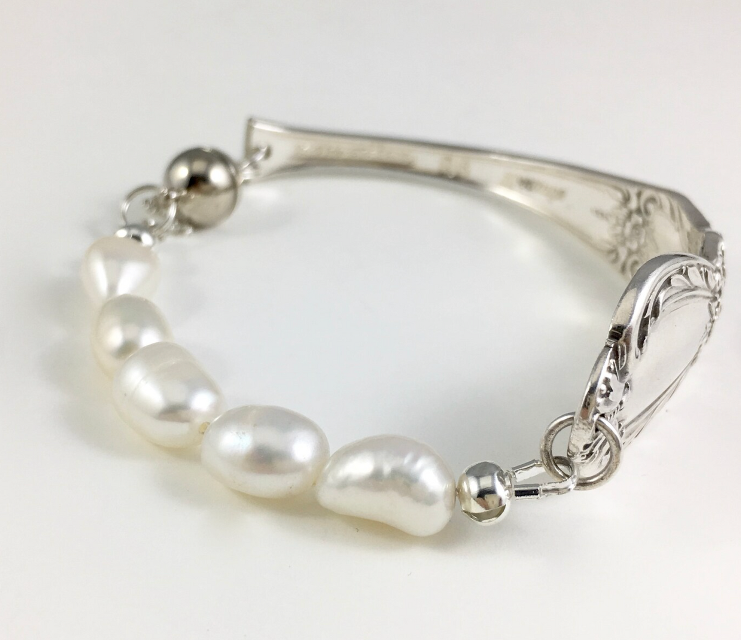 Silver Spoon Bracelet with Pearls