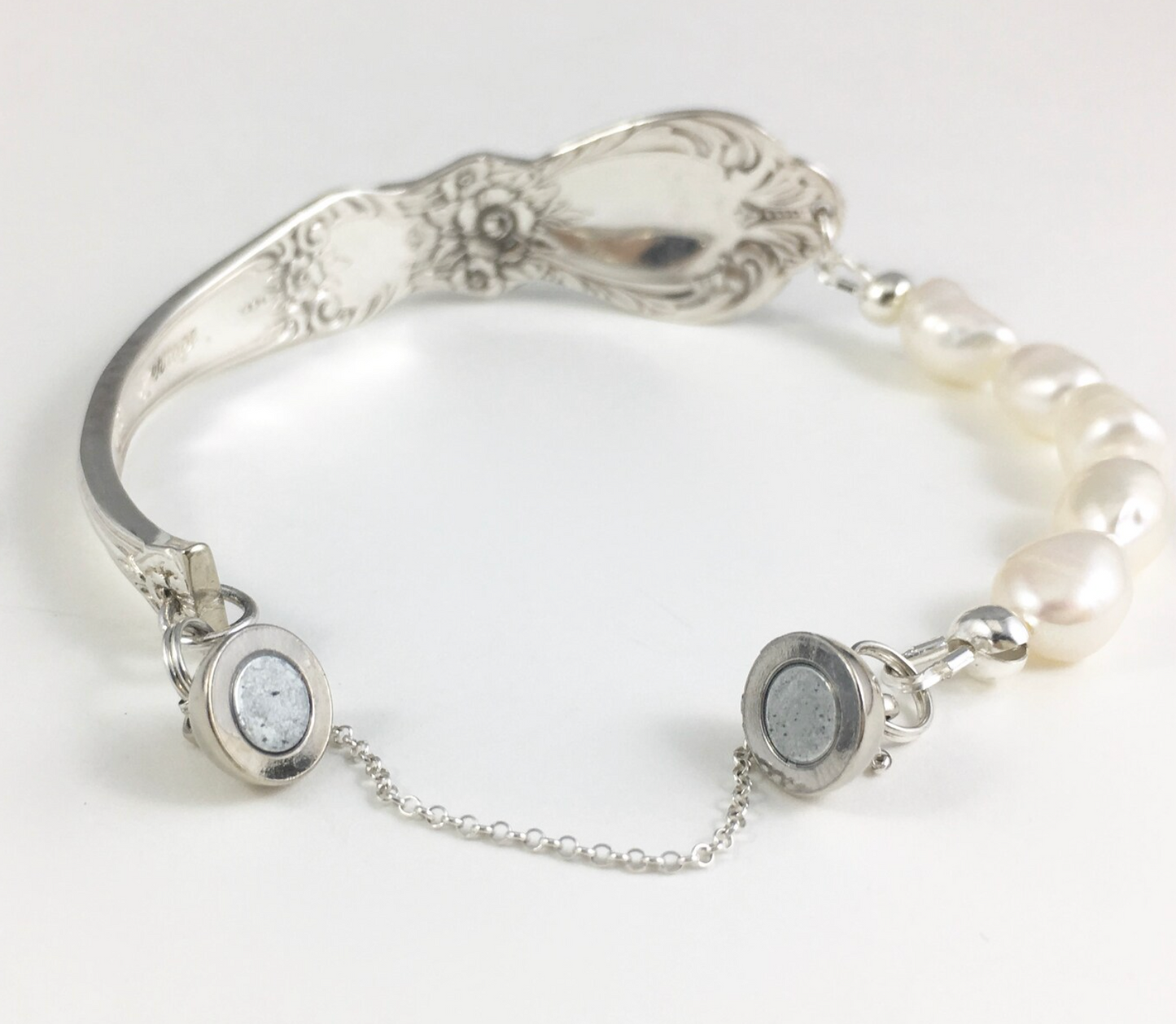 Silver Spoon Bracelet with Pearls