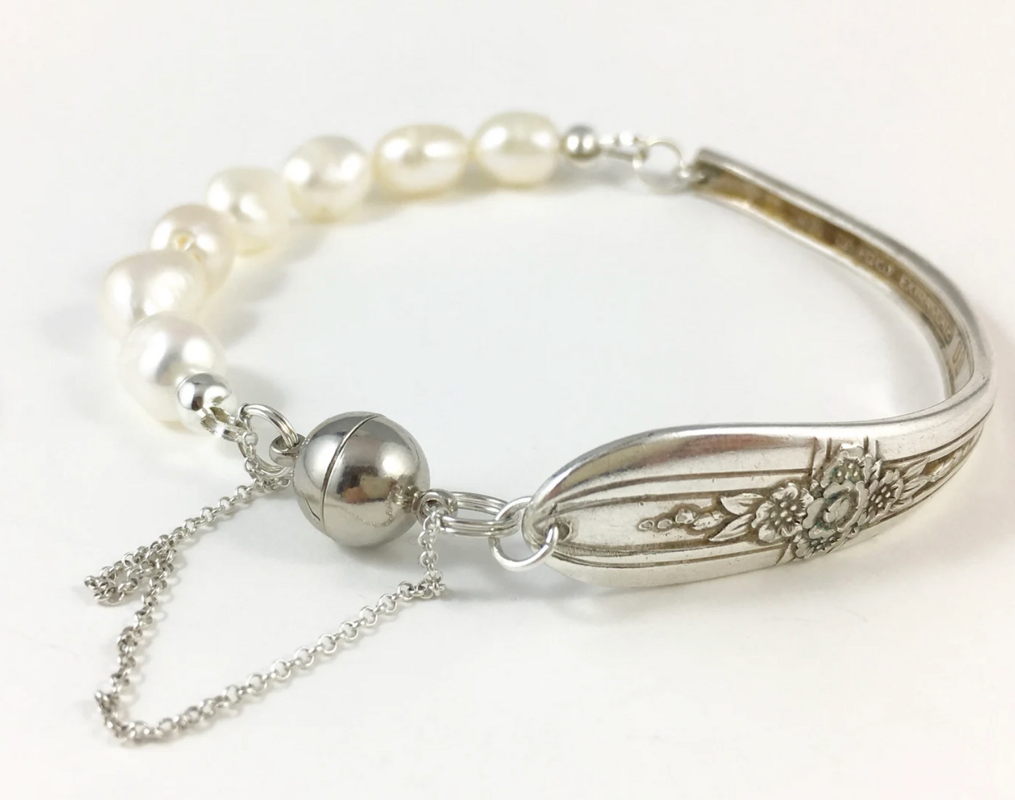 Silver Spoon Bracelet with Pearls