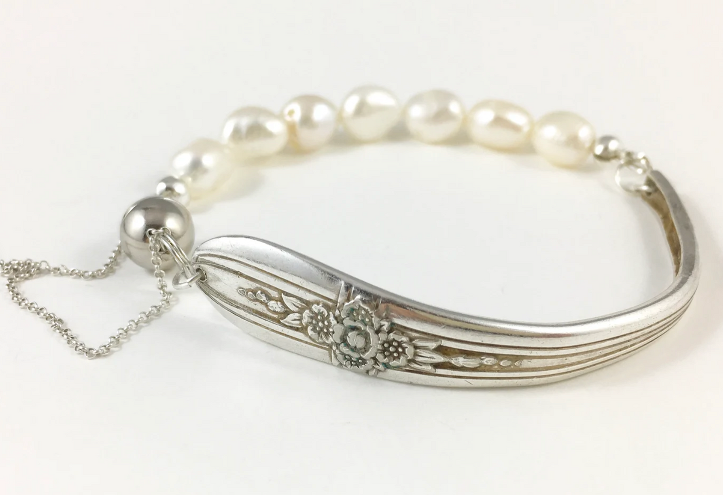 Silver Spoon Bracelet with Pearls