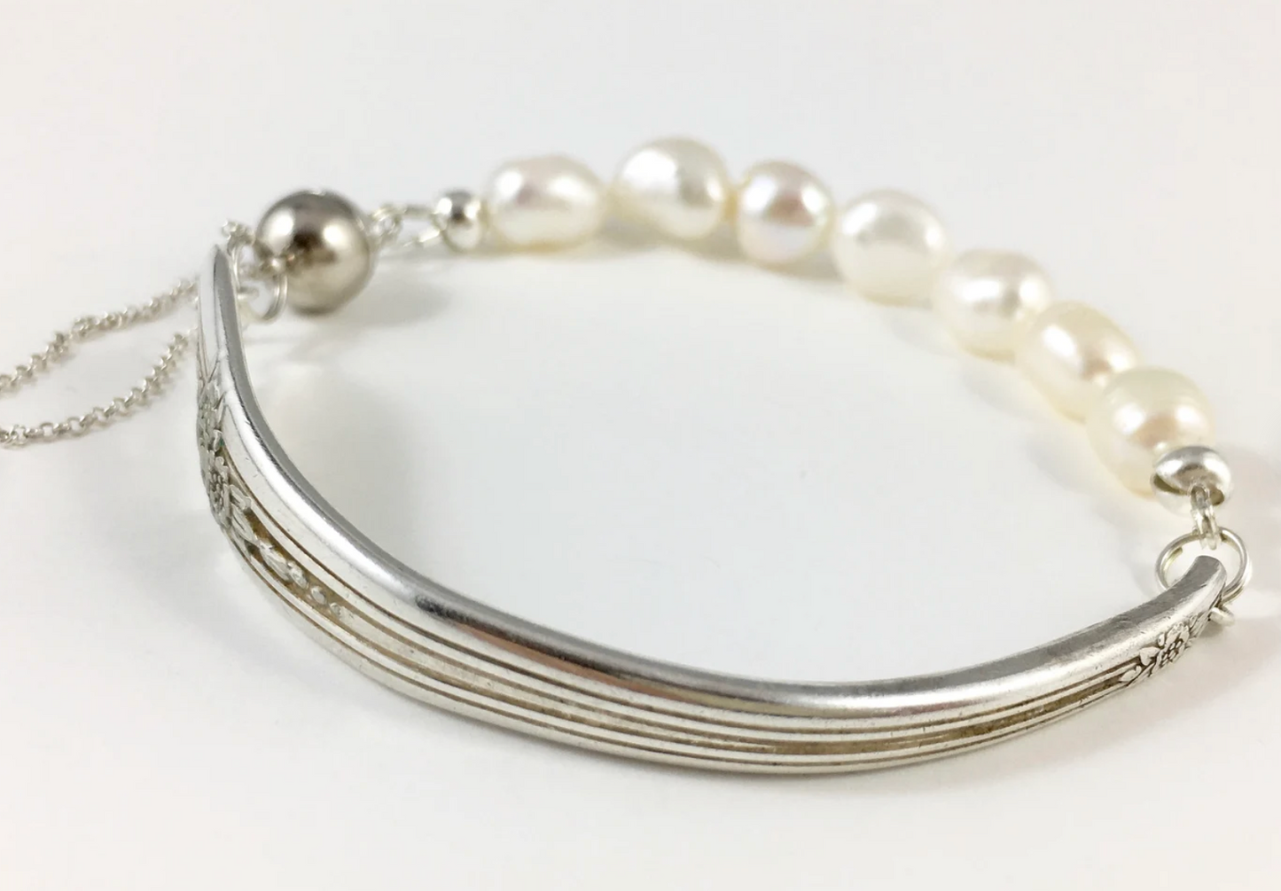 Silver Spoon Bracelet with Pearls