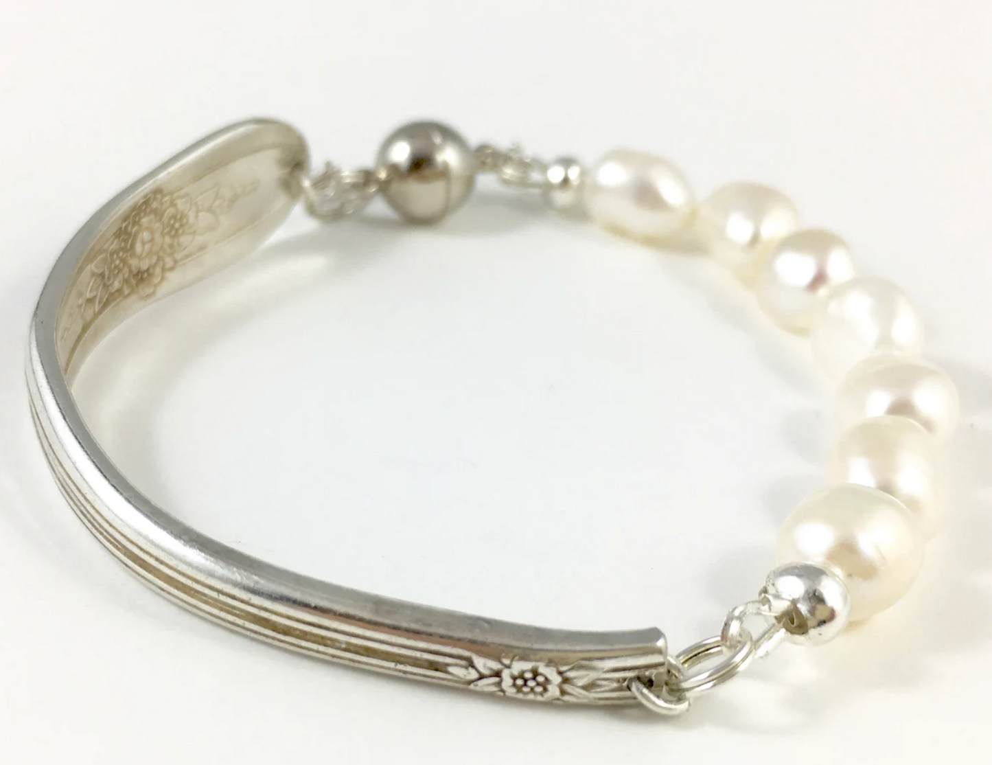 Silver Spoon Bracelet with Pearls
