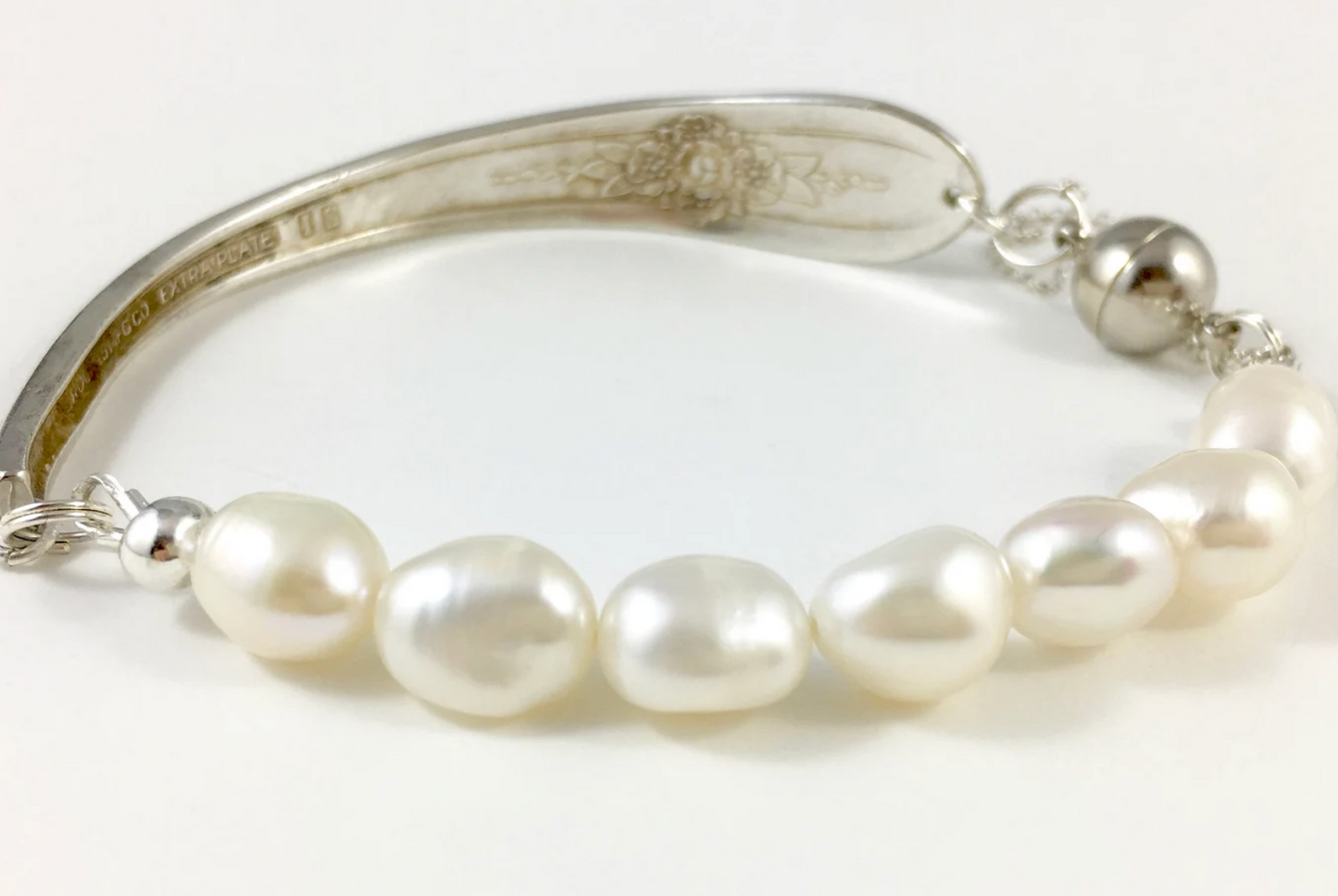 Silver Spoon Bracelet with Pearls