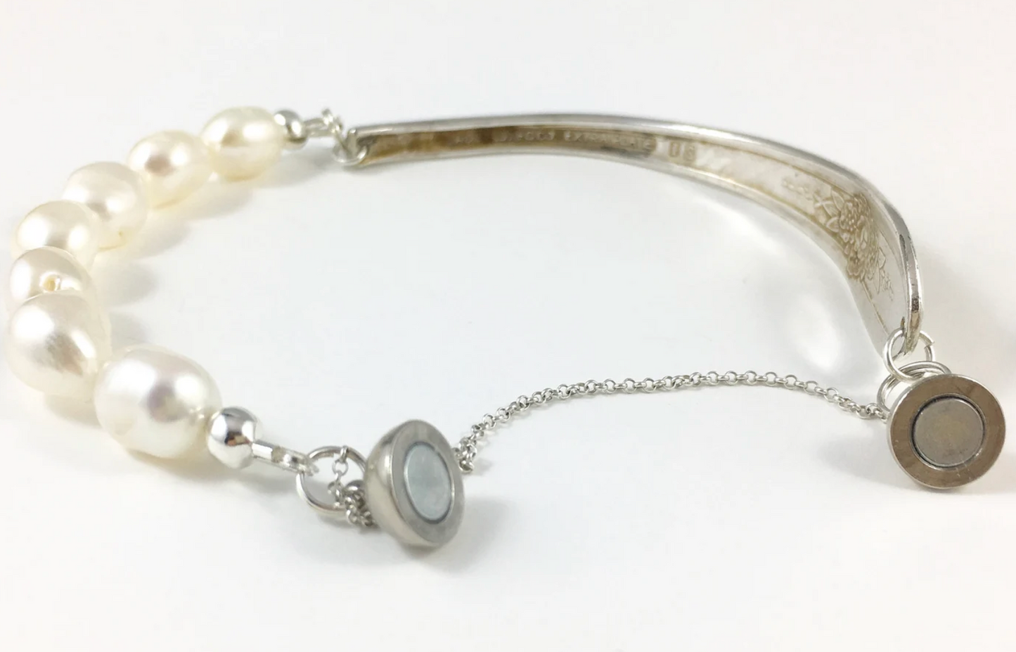 Silver Spoon Bracelet with Pearls