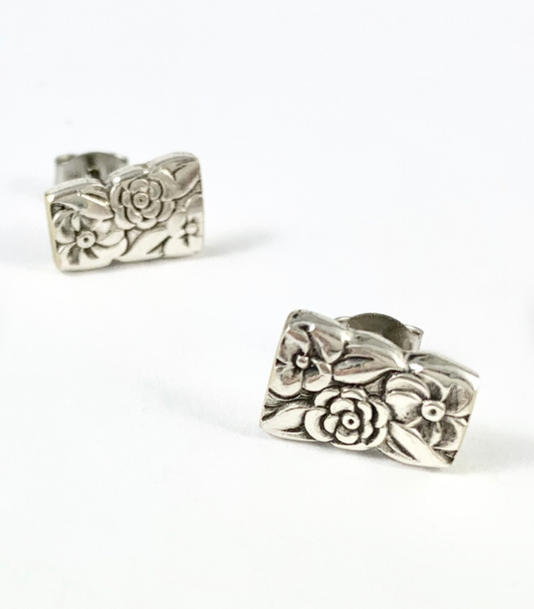 Silver Spoon Flower Studs