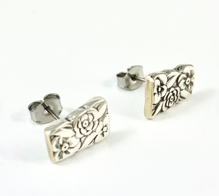 Silver Spoon Flower Studs