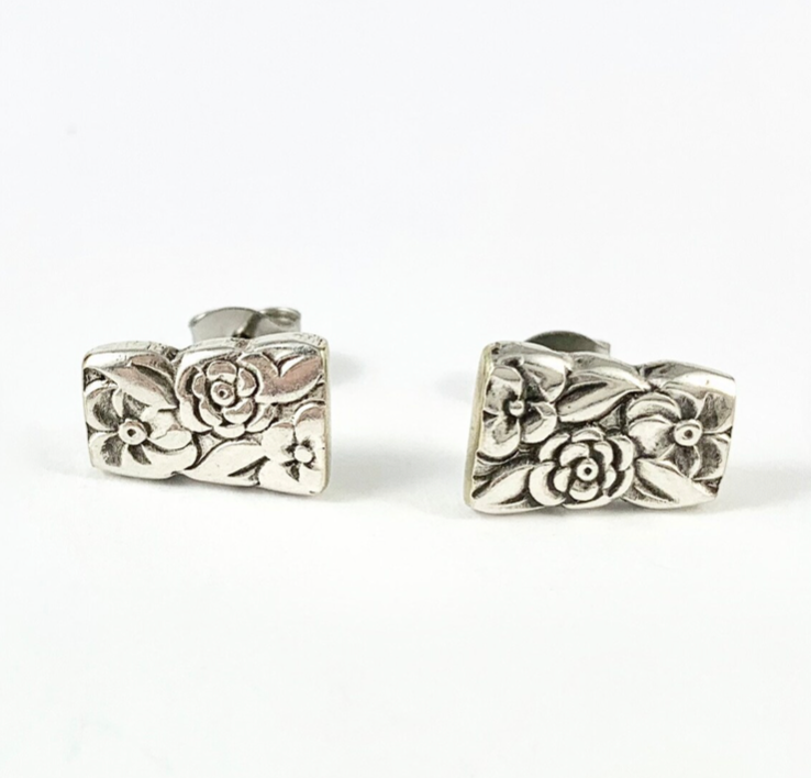 Silver Spoon Flower Studs