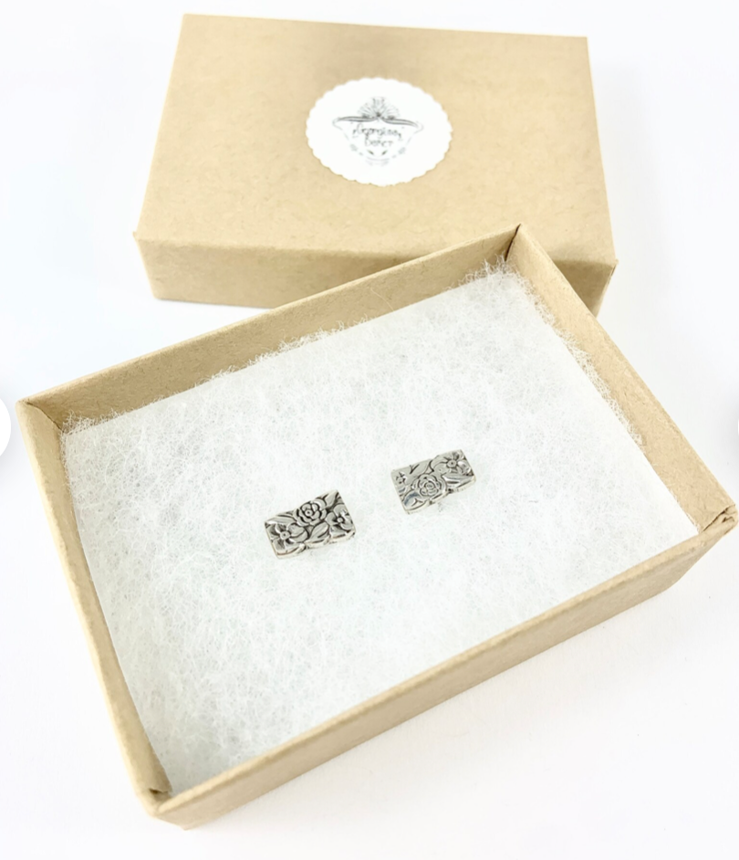 Silver Spoon Flower Studs