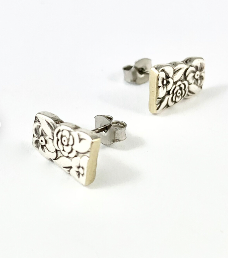 Silver Spoon Flower Studs
