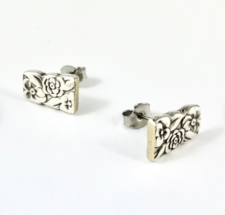 Silver Spoon Flower Studs