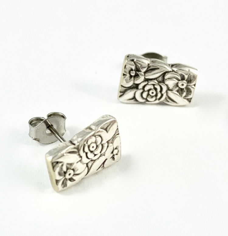 Silver Spoon Flower Studs