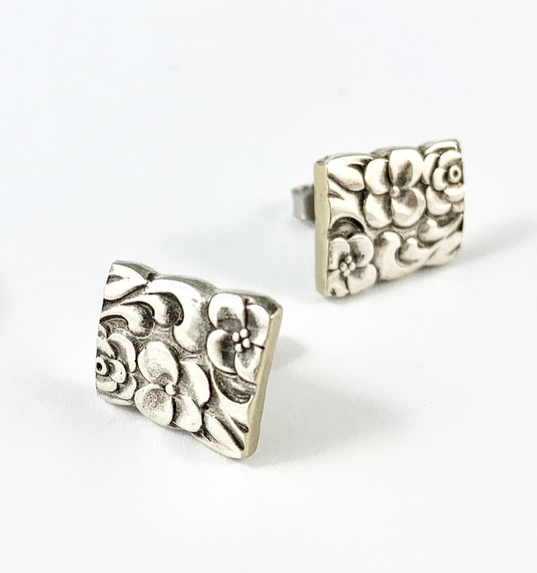 Silver Spoon Flower Studs