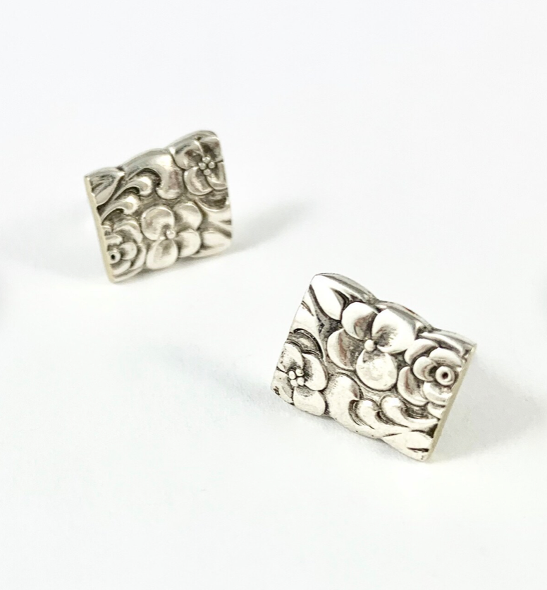 Silver Spoon Flower Studs