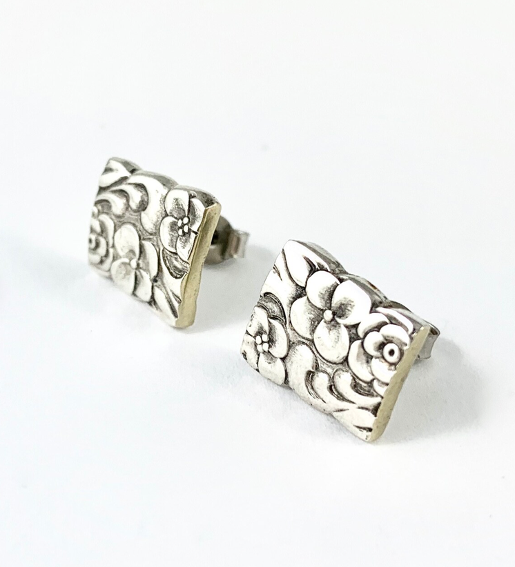 Silver Spoon Flower Studs