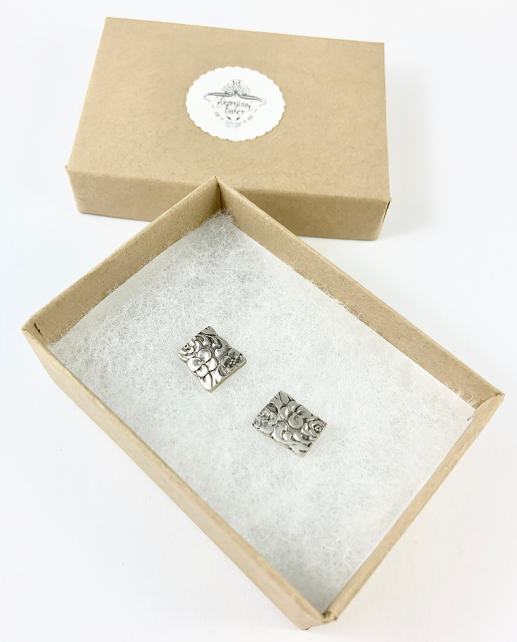 Silver Spoon Flower Studs