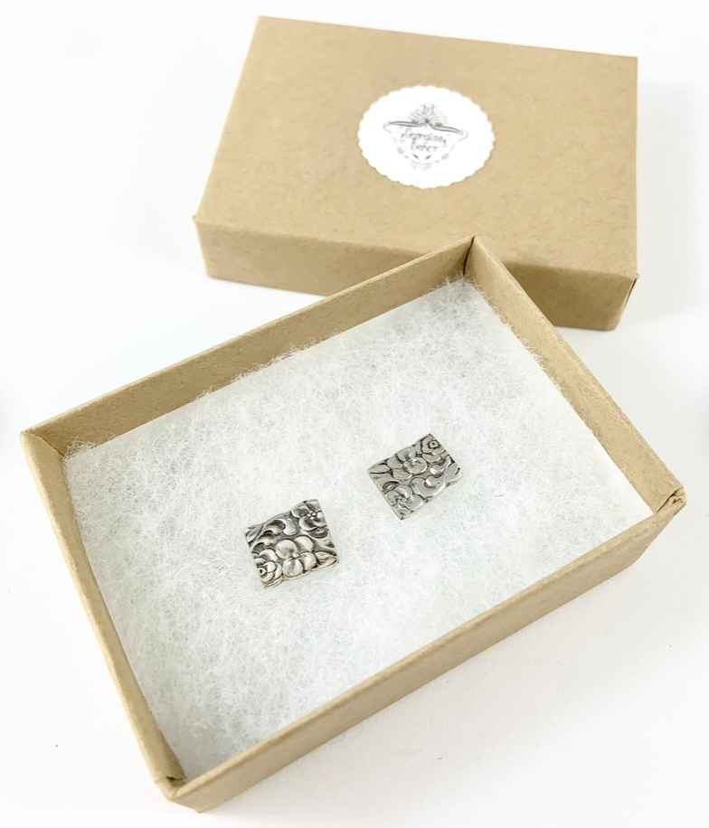 Silver Spoon Flower Studs