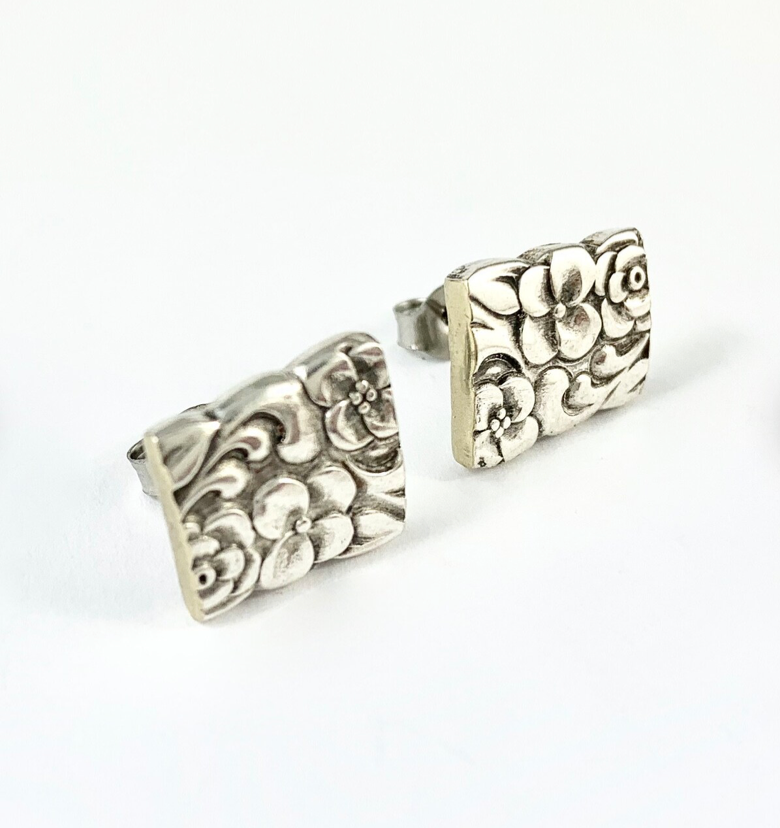 Silver Spoon Flower Studs