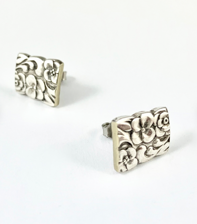 Silver Spoon Flower Studs
