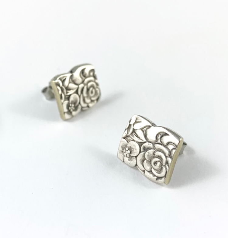 Silver Spoon Flower Studs