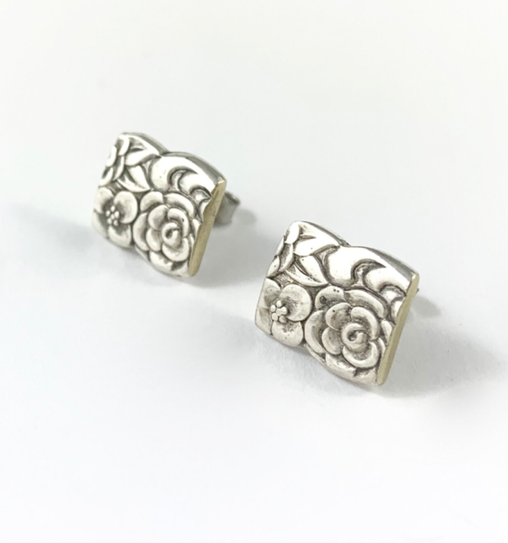 Silver Spoon Flower Studs