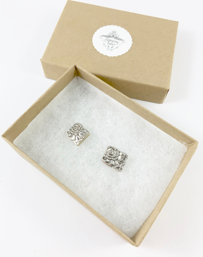 Silver Spoon Flower Studs