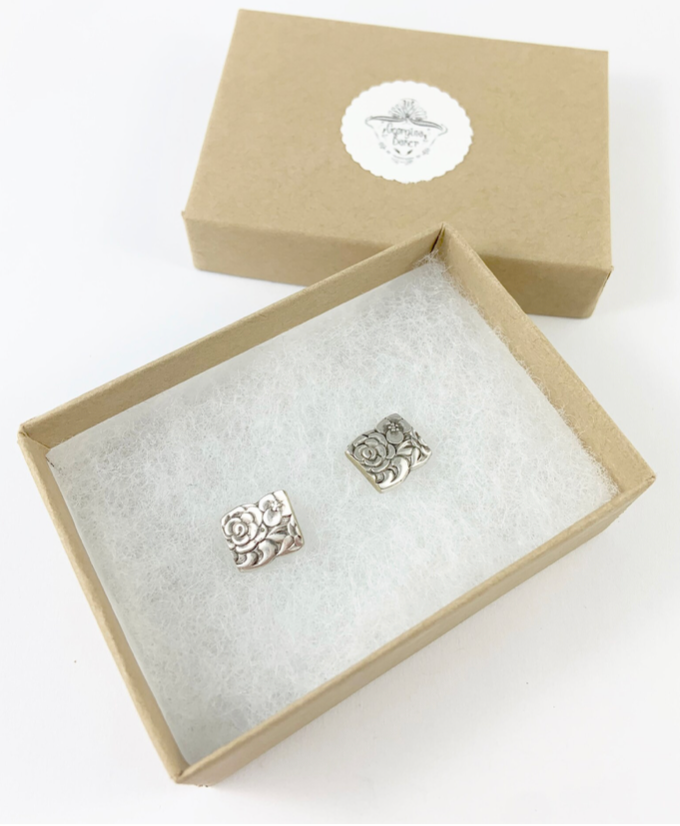 Silver Spoon Flower Studs