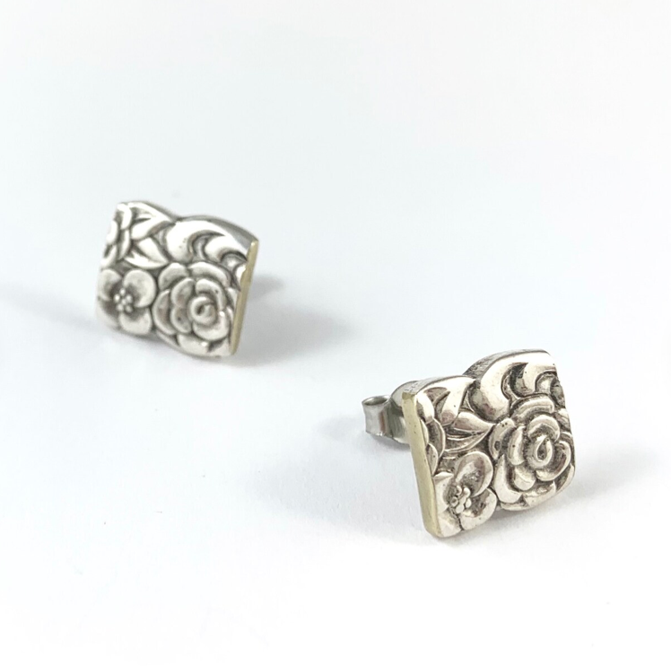 Silver Spoon Flower Studs