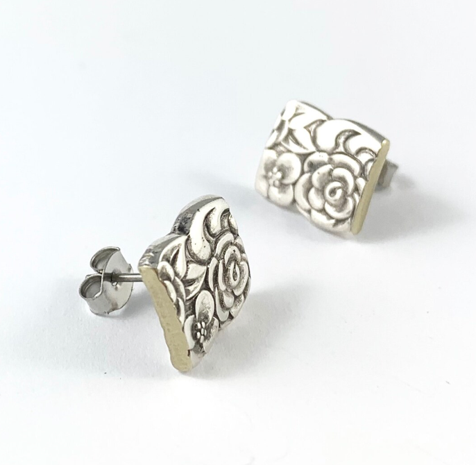 Silver Spoon Flower Studs