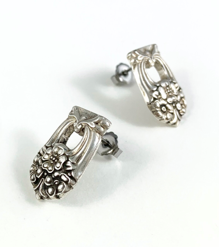 Silver Spoon Flower Studs