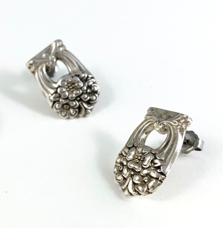 Silver Spoon Flower Studs