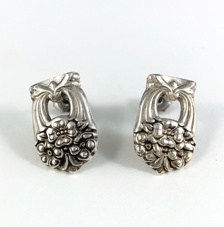 Silver Spoon Flower Studs