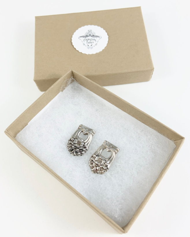 Silver Spoon Flower Studs