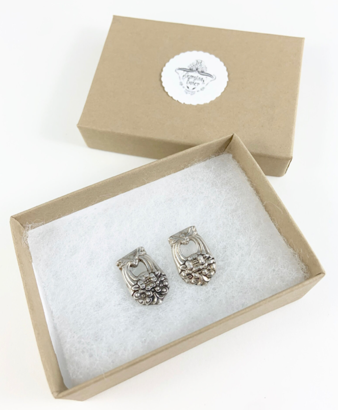 Silver Spoon Flower Studs