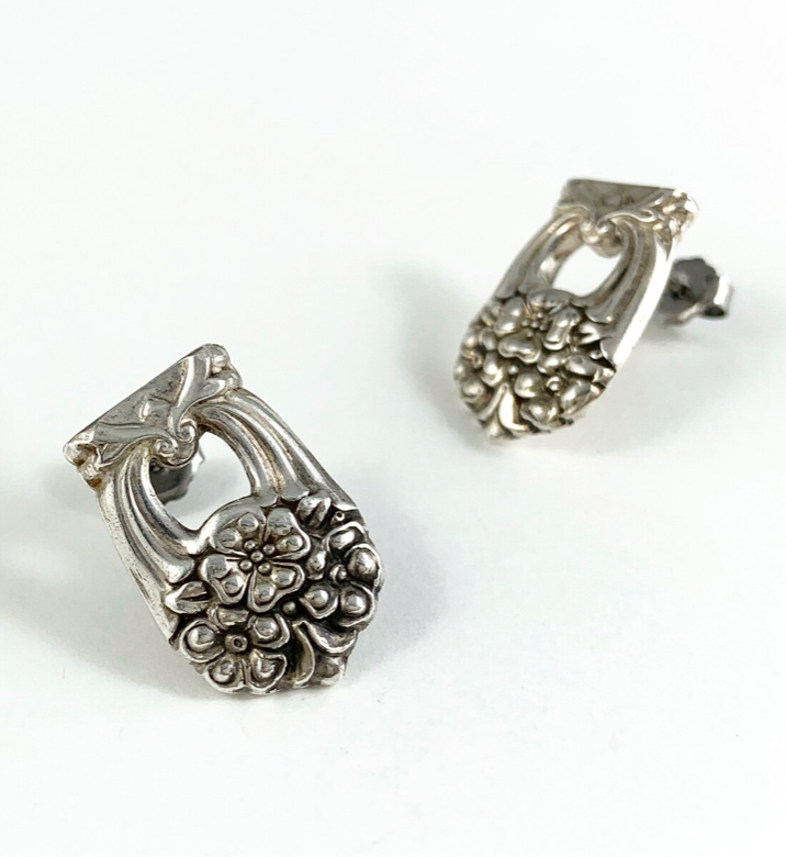 Silver Spoon Flower Studs