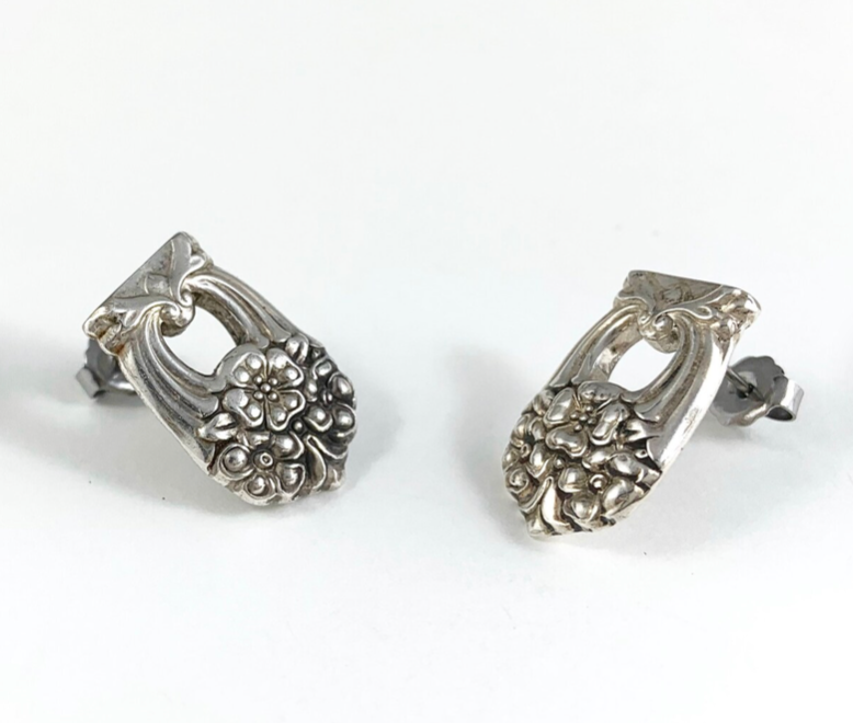 Silver Spoon Flower Studs