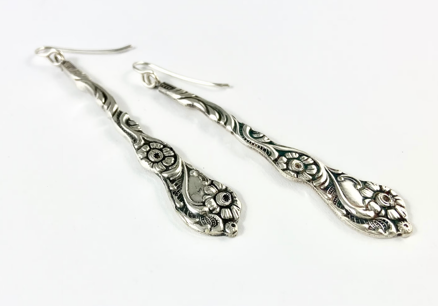 Silver Spoon Flower Earrings