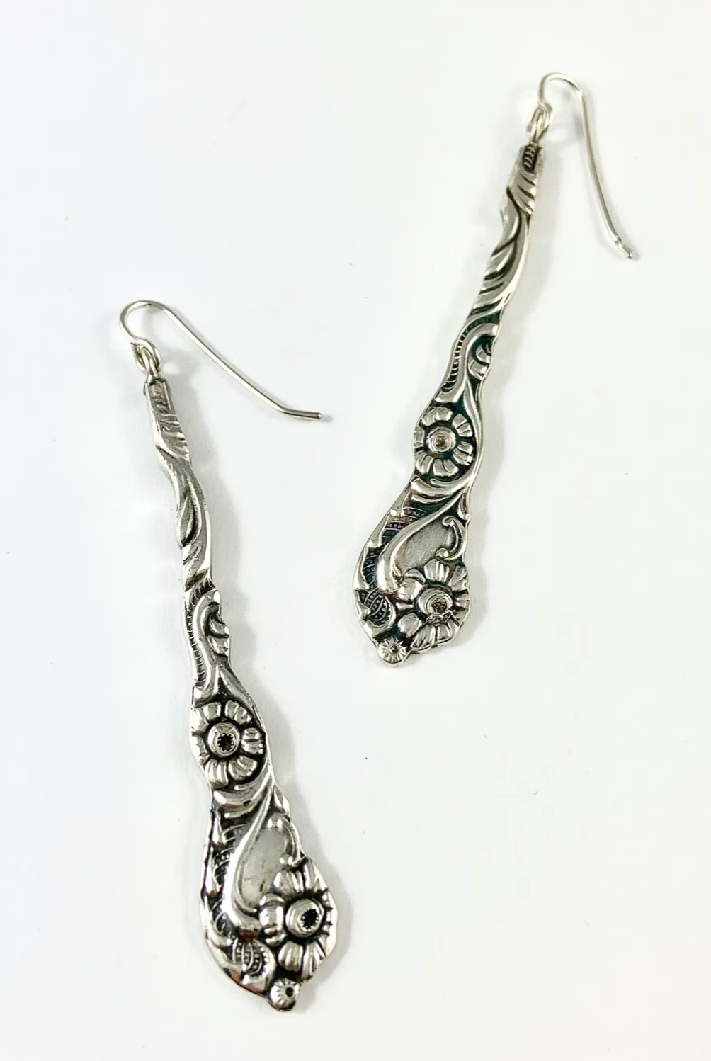 Silver Spoon Flower Earrings