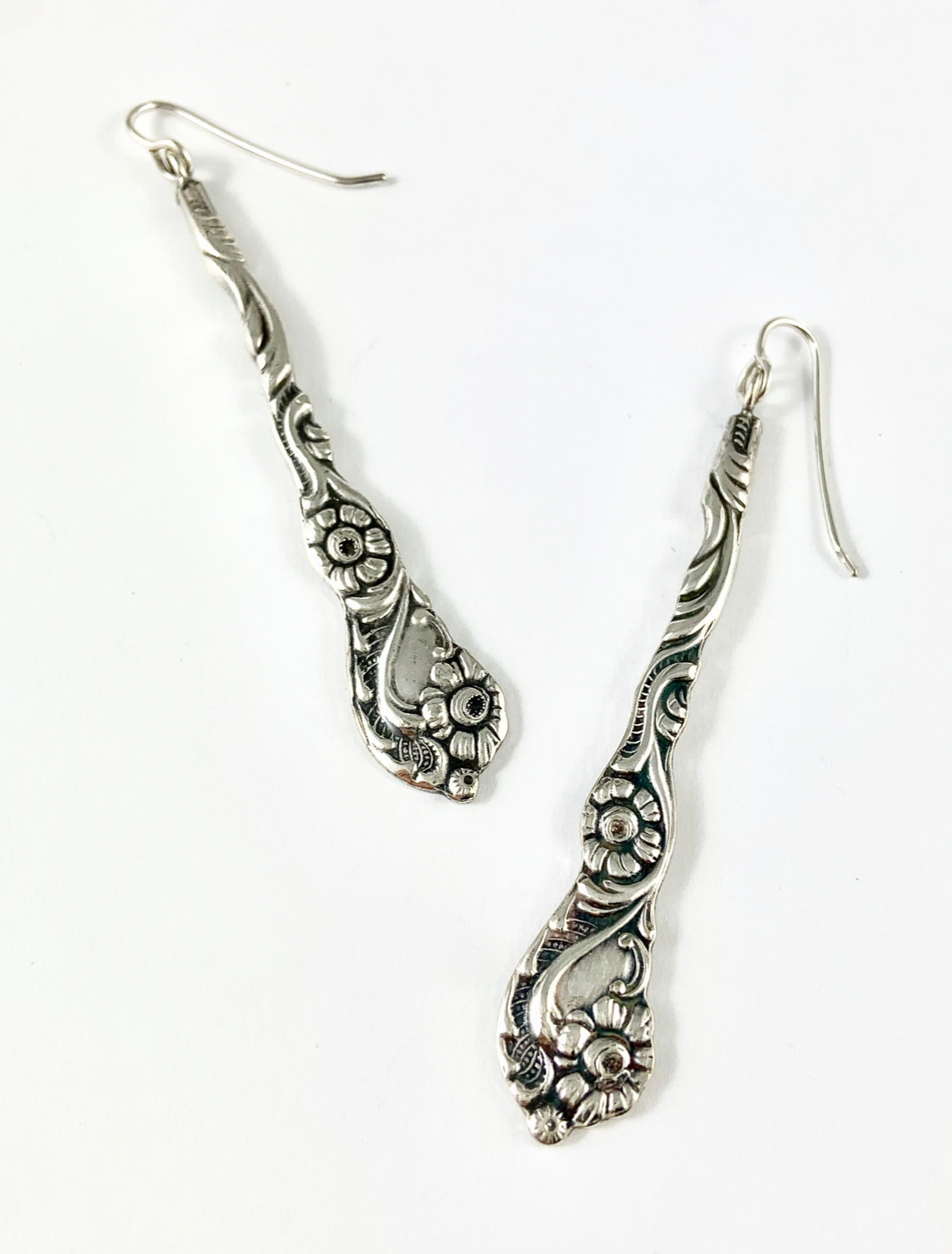 Silver Spoon Flower Earrings