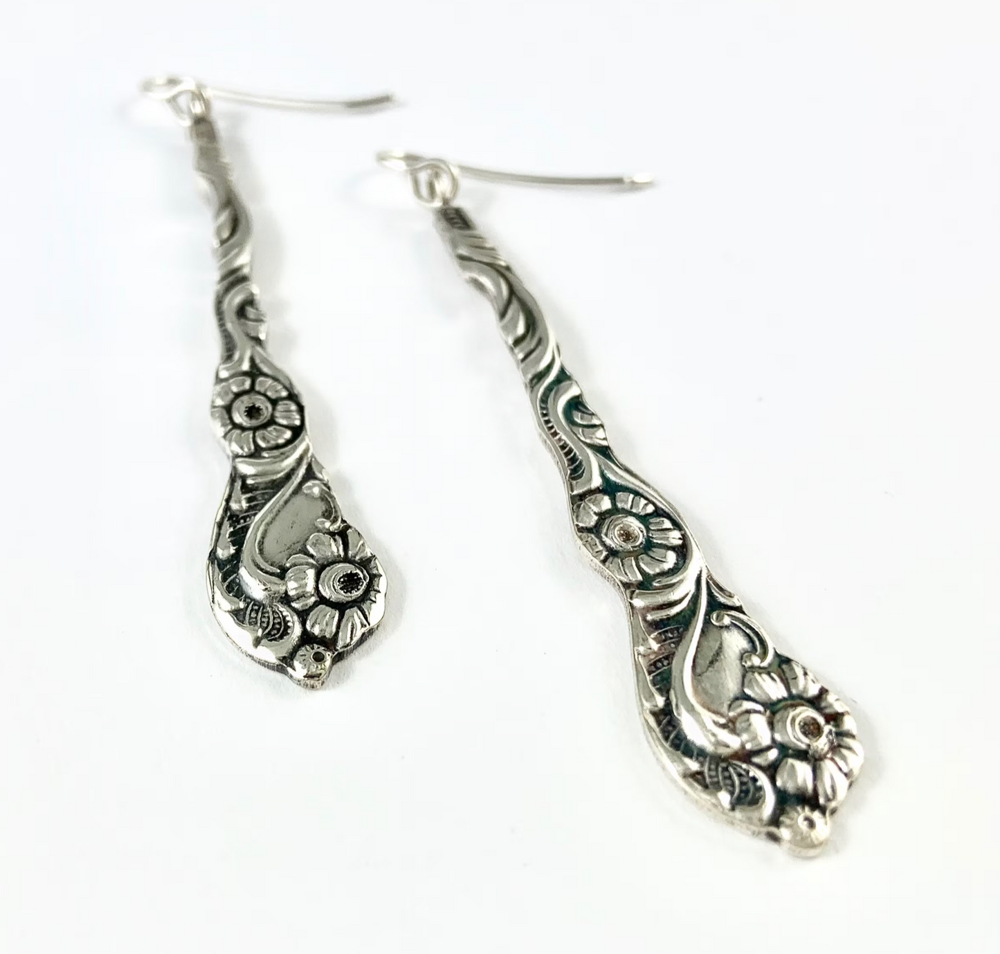 Silver Spoon Flower Earrings