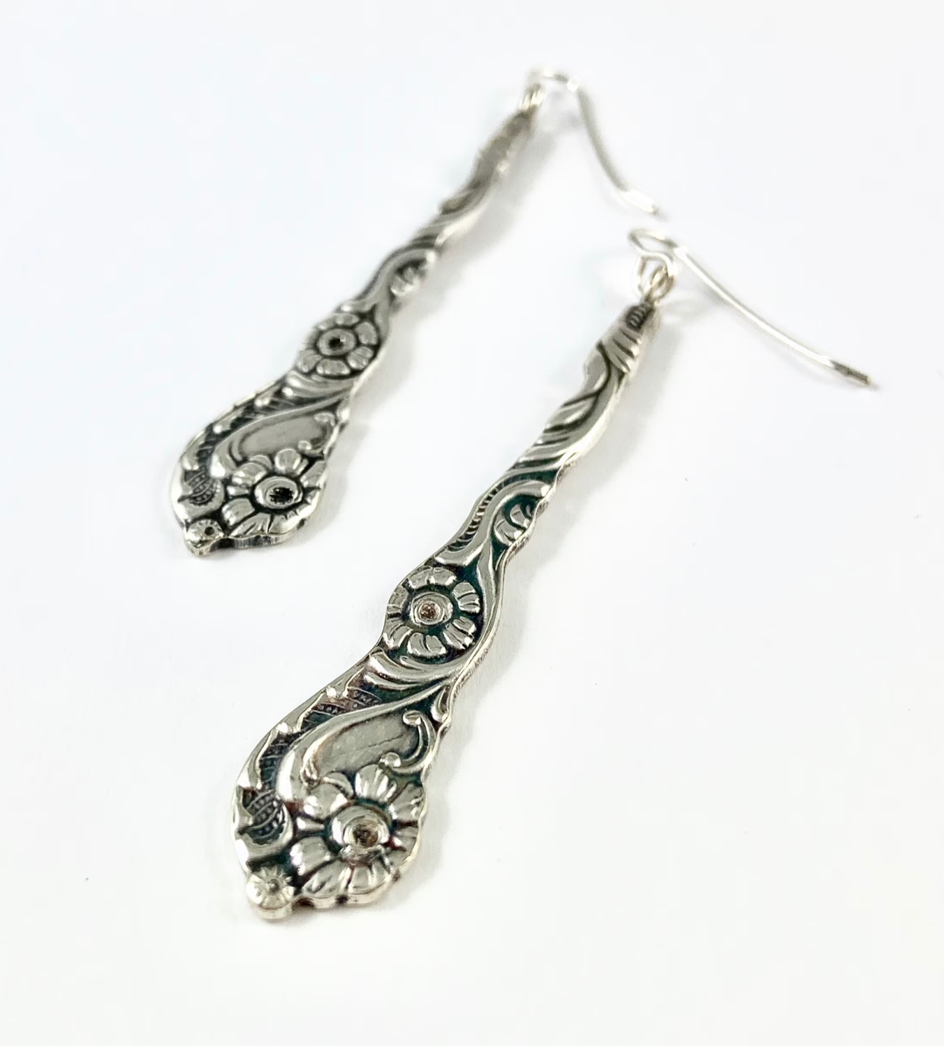 Silver Spoon Flower Earrings