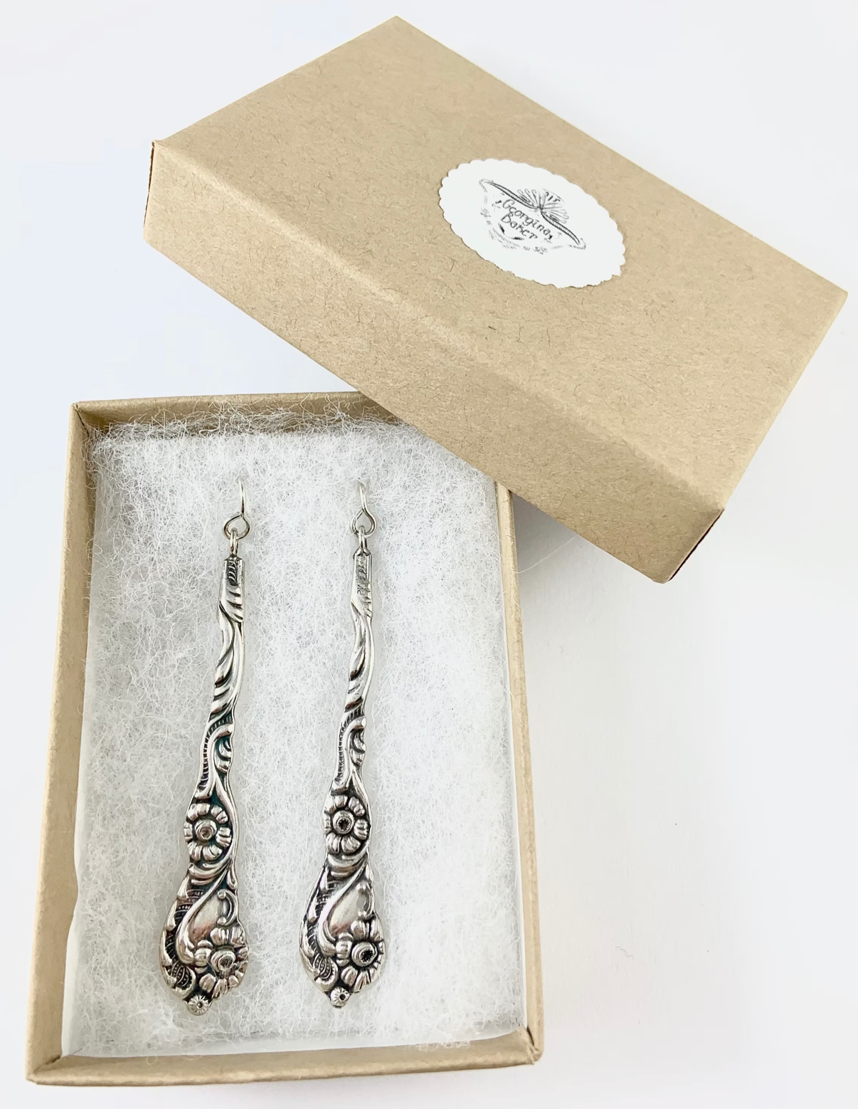 Silver Spoon Flower Earrings