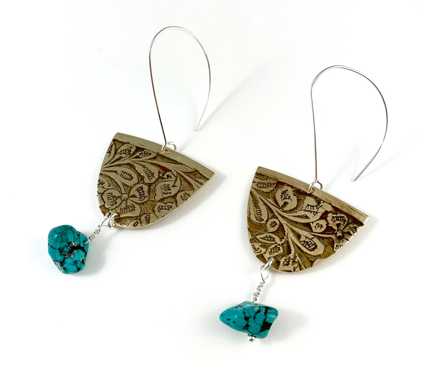 Brass and Turquoise Earrings