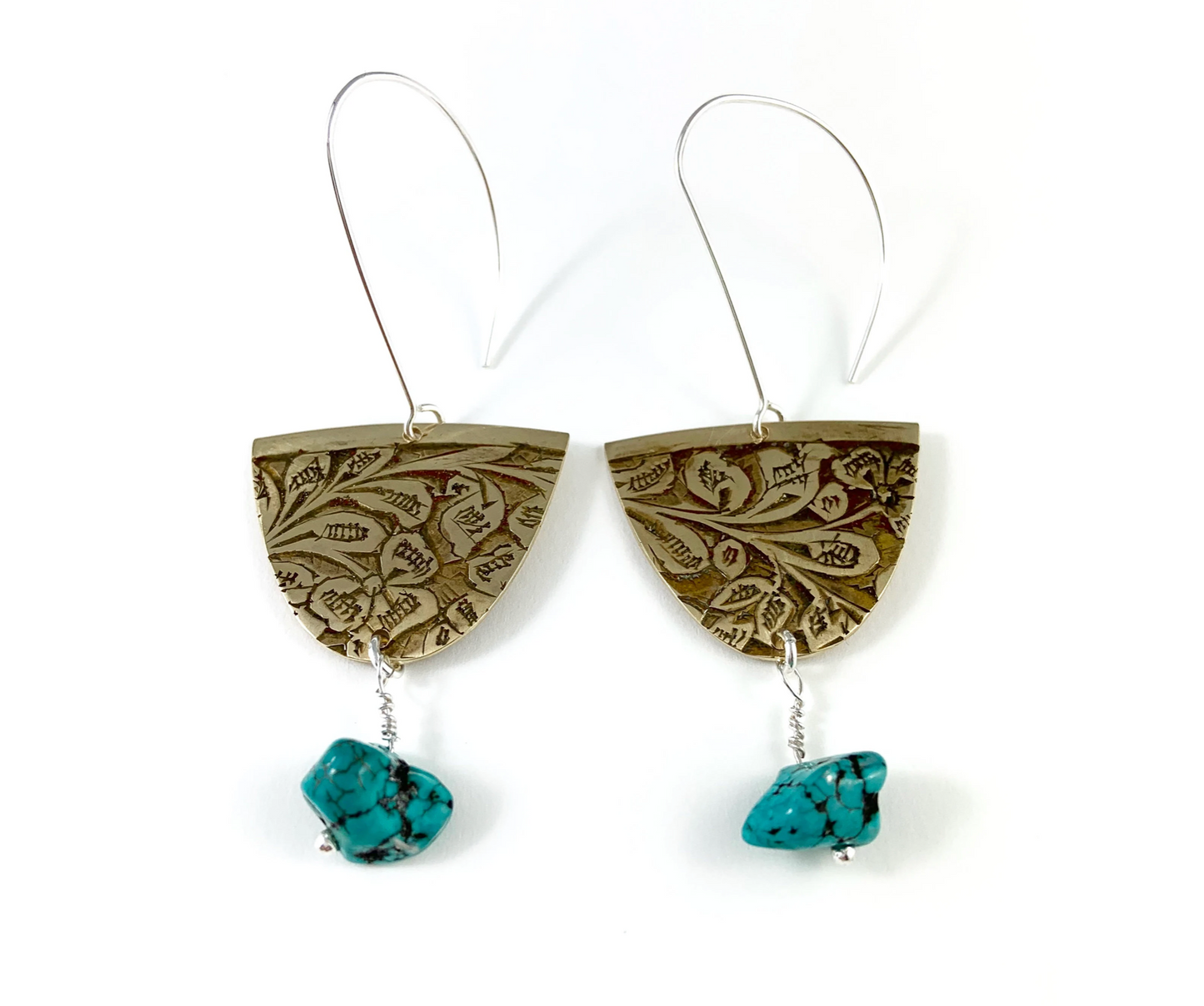 Brass and Turquoise Earrings