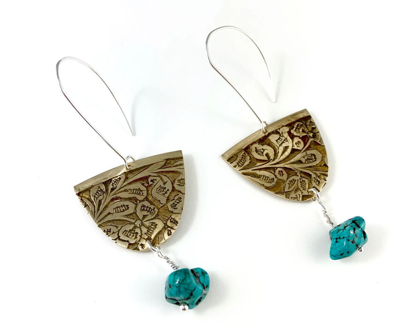Brass and Turquoise Earrings
